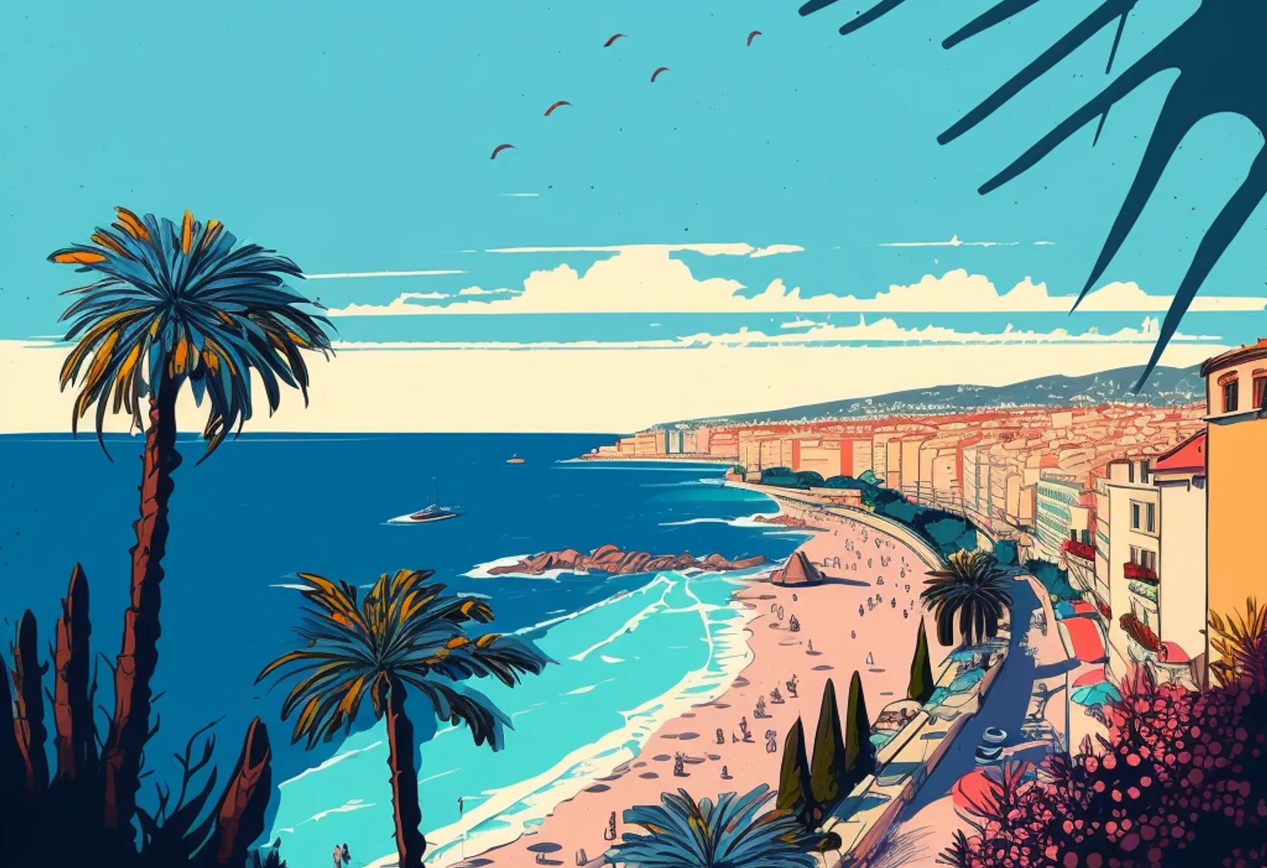 Image The French Riviera, azure blue sky and glitter