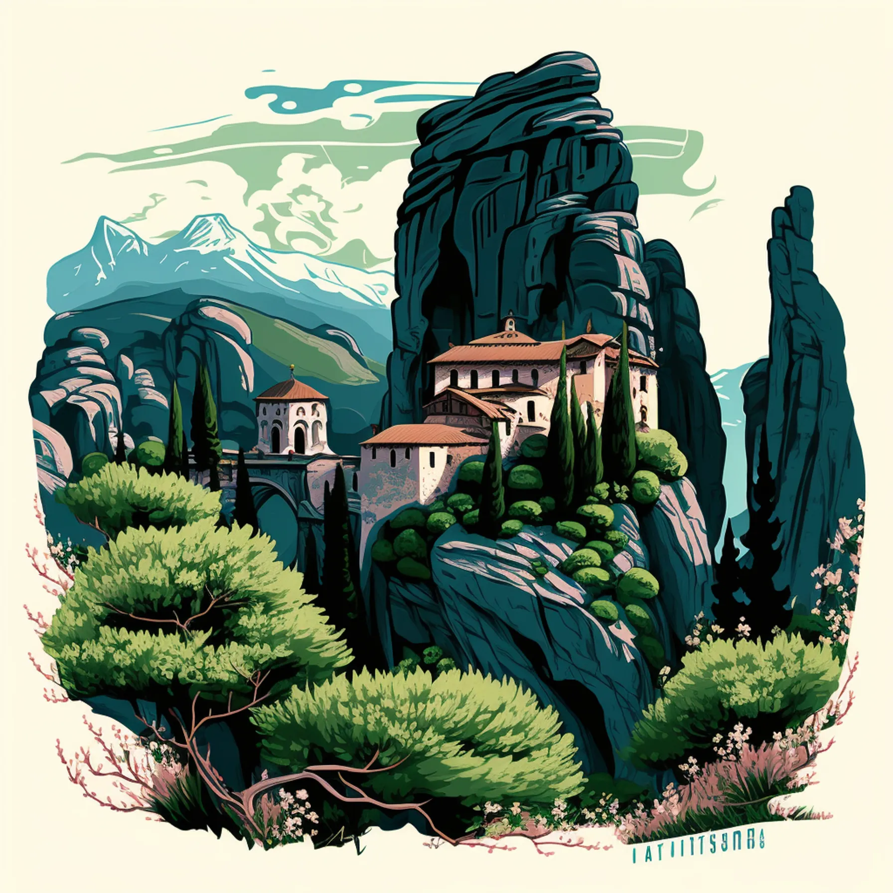 The Meteora of Thessaly, in Greece